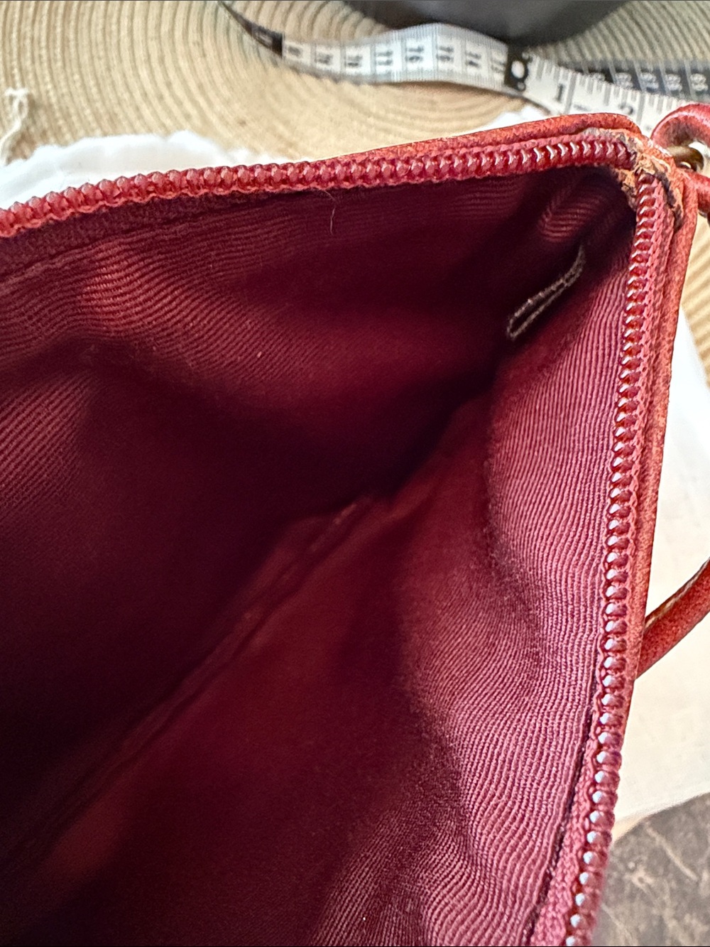 Coach Vintage Red-Brown Pebbled Leather Wristlet with Lace-Up Grommet & Tassel - Picture 7 of 9